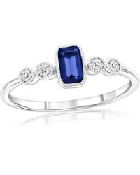 Simona - Sterling, Lab-Grown Sapphire And Natural Diamond Ring -0.34Ct - Lyst