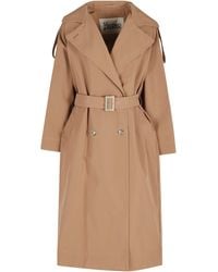Herno - Camel Long Trench Belted Double-Breasted Cotton Trench Coat - Lyst