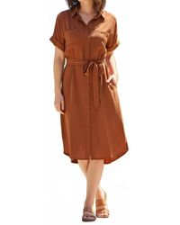 She + Sky - Drop Shoulder Button Up Woven Shirt Dress - Lyst