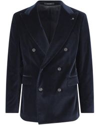 Tagliatore - Double-Breasted Velvet Blazer - Lyst