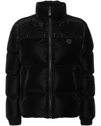 Philipp Plein - Nylon And Suede Puffer Jacket Strass - Lyst