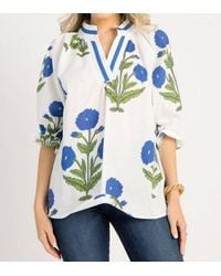 Aapparella - Floral V Neck 3/4 Sleeve Blouse - Lyst