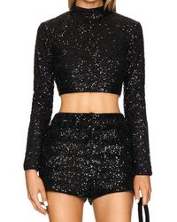 FRAME - Cropped Sequin Top - Lyst