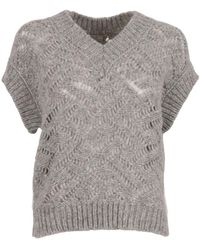 Peserico - Textured Knit Sweater With Boxy Silhouette - Lyst