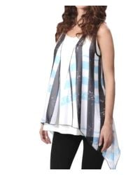 Angel - Plaid Grid Waterfall Vest - Lyst