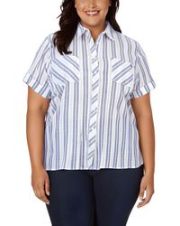 Tommy Hilfiger - Plus Plaid Cotton Button-Down Top - Lyst