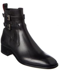 Christian Louboutin William Leather Western Ankle Boots in Black