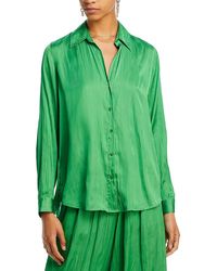 L'Agence - Nina Satin Collared Button-down Top - Lyst