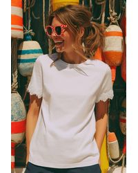 Vilagallo - Lace Sleeve T-Shirt - Lyst