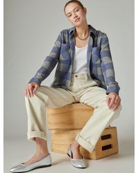 Lucky Brand - Cozy Plaid Knit Shirt Jacket - Lyst