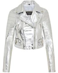 TruClothing - Real Leather Short Cropped Length Brando Style Biker Jacket - Lyst