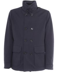Moorer - Bas-Tz Dark Double-Breasted High-Collar Jacket - Lyst