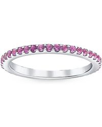 Pompeii3 - 3/4ct Pink Sapphire Stackable Ring Wedding Band 10k White Gold - Lyst