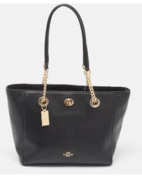 COACH - Leather Turnlock Chain Tote - Lyst