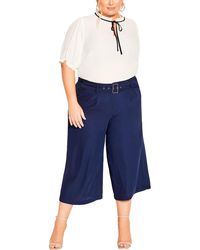City Chic - Belted Polyester Wide Leg Pants - Lyst