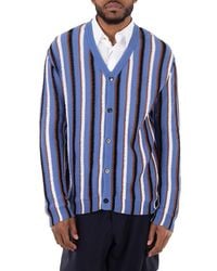 Marni - V-Neck Stripe-Pattern Cotton Cardigan - Lyst