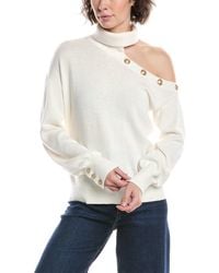 L'Agence - Brixie One-Shoulder Turtleneck Wool-Blend Sweater - Lyst
