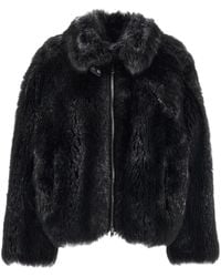 DESA NINETEENSEVENTYTWO - High-Collar Shearling Leather Jacket - Lyst