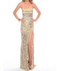 Precious Formals - Two-Toned Strapless Sequin Evening Gown - Lyst