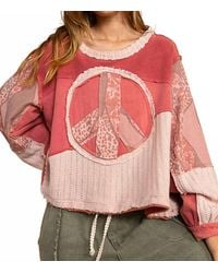 Pol - Oversized Peace French Terry Sweater - Lyst