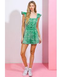 TRUEDAMES - Work It Girl Washed Romper - Lyst
