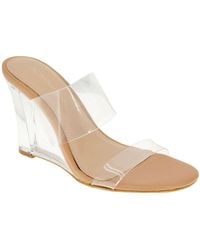 BCBGeneration - Walina Faux Leather Open Toe Wedge Sandals - Lyst