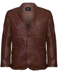 Infinity Leather - Slim 2 Button Leather Blazer Jacket-London - Lyst