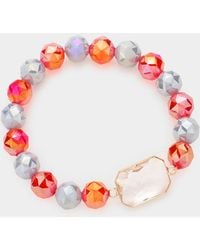 Fashnzfab - Lucite Accented Faceted Beaded Stretch Bracelet, Lucite - Lyst