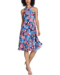 Maggy London - Pleated Polyester Fit & Flare Dress - Lyst