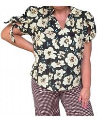 Thml - Floral Top With Bow Tie Sleeve - Lyst