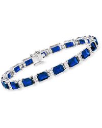 Ross-Simons - Simulated Sapphire And . Cz Bracelet - Lyst