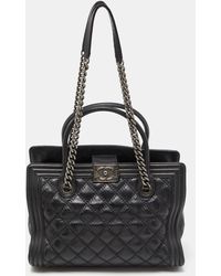 Chanel - Quilted Double Stitch Leather Boy Tote - Lyst
