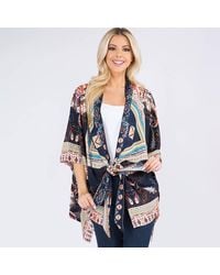 TRUEDAMES - Boho Paisley Patchwork Pattern Kimono Wrap Poncho - Lyst