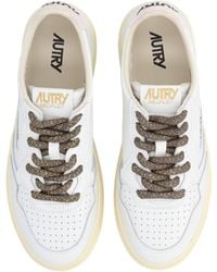 Autry - Medalist Low Perforated Textured Laces Leather Sneakers - Lyst