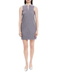 Theory - Slit Linen-blend Shift Dress - Lyst