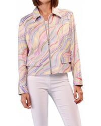 Insight - Lakelyn Liquid Pastel Mix Metallic Vegan Leather Zip Up Jacket - Lyst