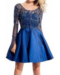 Rachel Allan - Beaded Mikado Short Prom Dress - Lyst