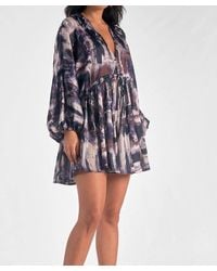 Elan - Long Sleeve Print Dress - Lyst