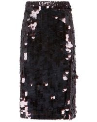 P.A.R.O.S.H. - Fitted Mini Skirt With Shimmering Sequin Embellishments - Lyst