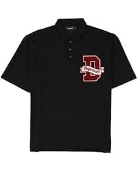 DSquared² - Embroidered Short-Sleeve Cotton Polo Shirt - Lyst
