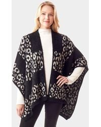 TRUEDAMES - Leopard Patterned Soft Fuzzy Ruana Poncho - Lyst