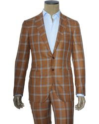 Isaia - Double Windowpane Wool-Silk-Linen Suit - Lyst