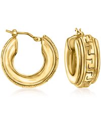 Ross-Simons - Italian 18kt Gold Over Sterling Greek Key Hoop Earrings - Lyst