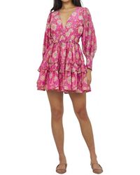 Oliphant - Smocked Waist V-Neck Mini Dress - Lyst