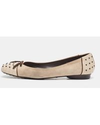 Tod's - Two Tone Suede And Studded Leather Bow Ballet Flats - Lyst