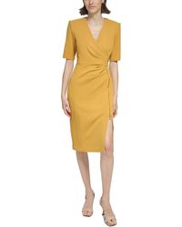 Calvin Klein - Pleated Polyester Sheath Dress - Lyst