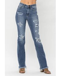 Judy Blue - High Waist Patched Bootcut Jeans - Lyst