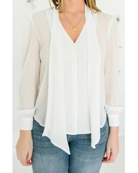 Reset By Jane - Long Sleeve Neck Tie Blouse - Lyst