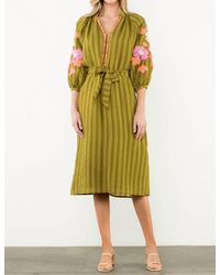 Thml - Embroidered Puff Sleeve Dress - Lyst