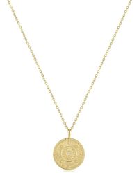 Eklexic - Round Sun Pendant With Cubic Zirconia Center Stone Necklace - Lyst